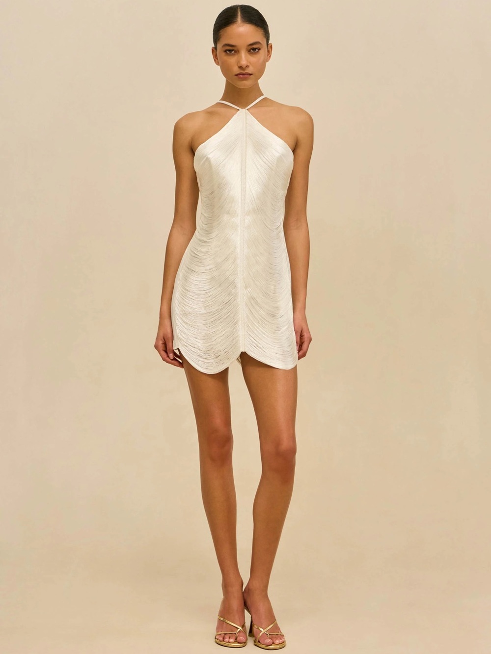 cult gaia Mara Halter Mini Dress with Scalloped Hem